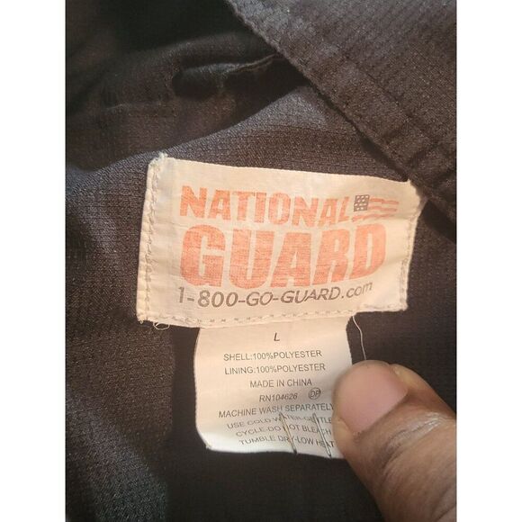 Vintage National Guard Windbreaker Jacket Men Sz L Full Zip Black Mesh Military - Picture 6 of 8